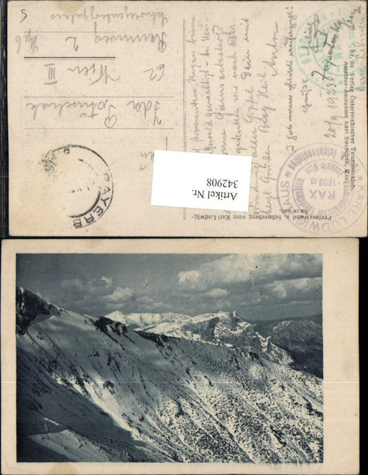 342908,Preinerwand u. Schneeberg vom Karl Ludwig-Haus b. Prein Reichenau Bergkulisse