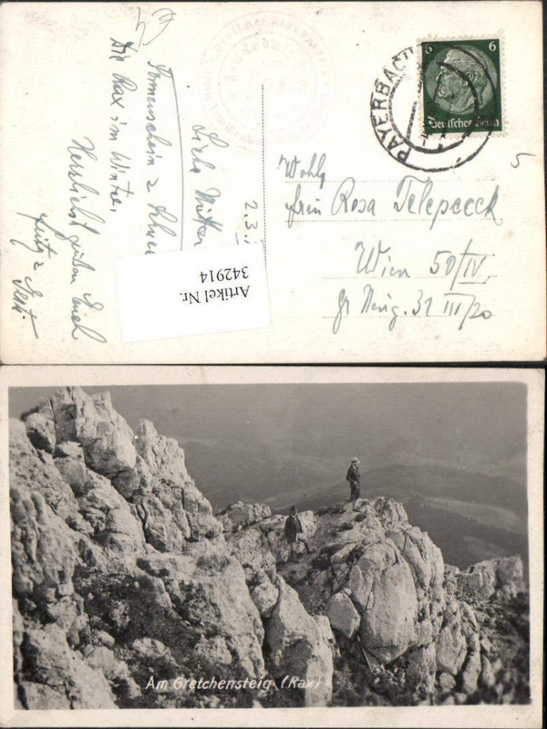 342914,Rax Am Gretchensteig b. Reichenau Felsen Bergsteiger