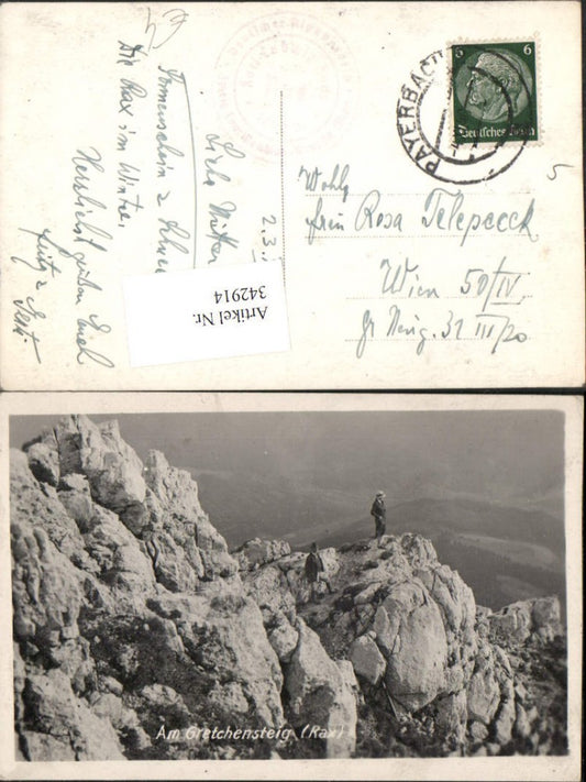 342914,Rax Am Gretchensteig b. Reichenau Felsen Bergsteiger