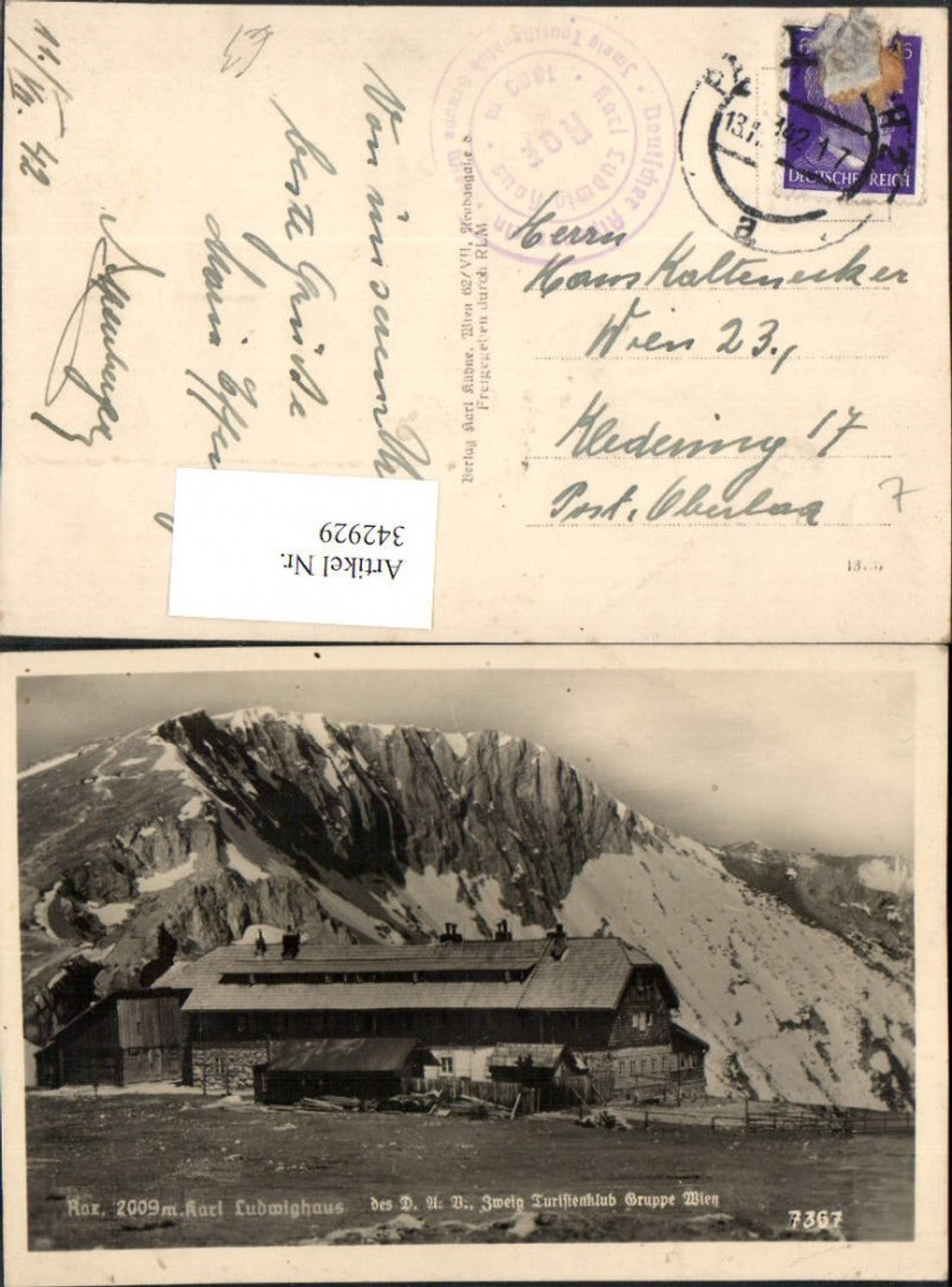 342929,Rax Karl Ludwig-Haus Berghütte b. Prein Reichenau Bergkulisse