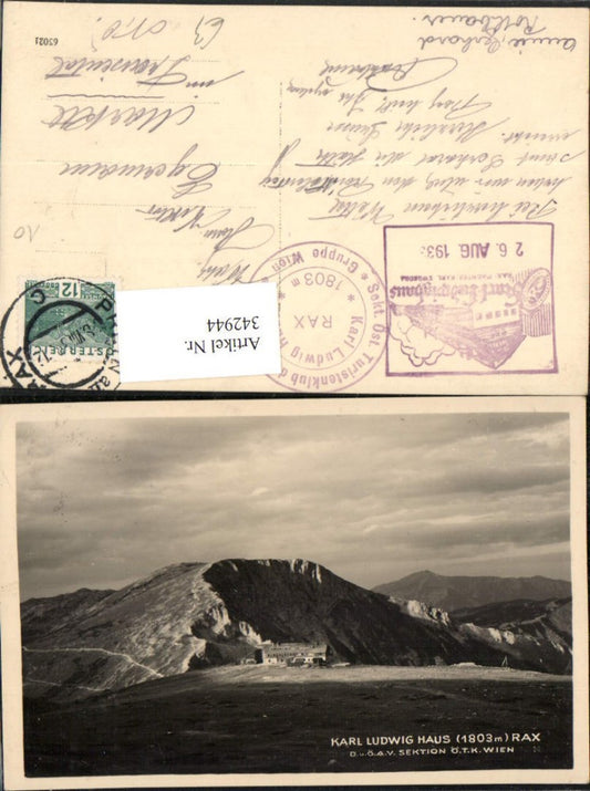 342944,Rax Karl Ludwig-Haus Berghütte b. Prein Reichenau Bergkulisse