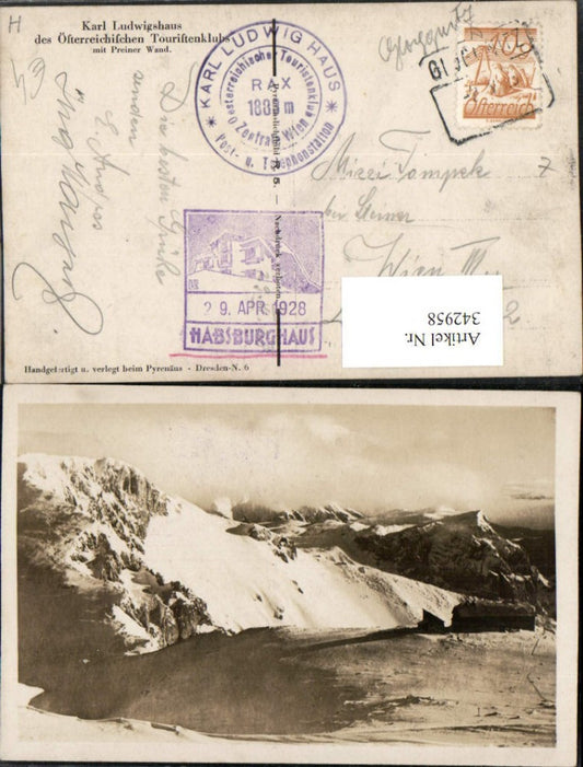 342958,Karl Ludwig-Haus Berghütte m. Preiner-Wand b. Prein Bergkulisse