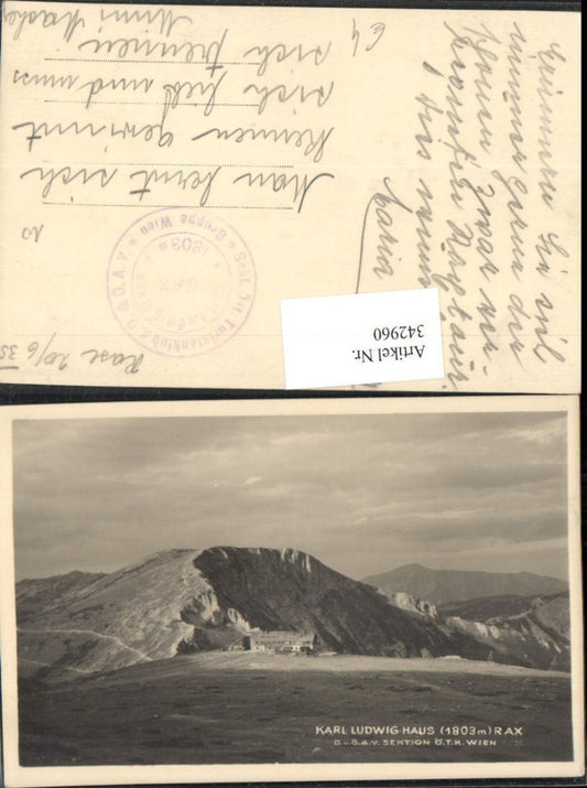 342960,Rax Karl Ludwig-Haus Berghütte b. Prein Reichenau Bergkulisse