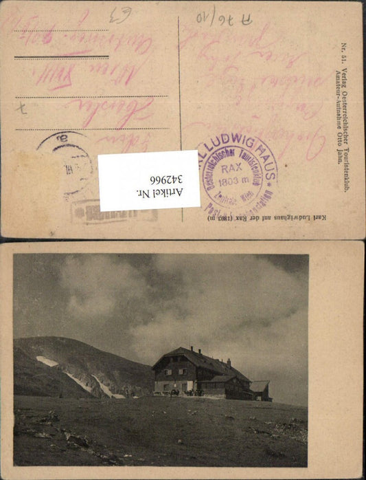 342966,Karl Ludwig-Haus Berghütte auf d. Rax b. Prein Reichenau Bergkulisse