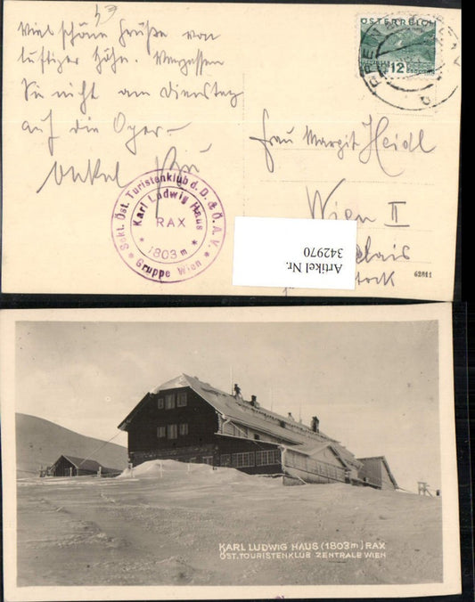 342970,Rax Karl Ludwig-Haus Berghütte b. Prein Reichenau Winterbild