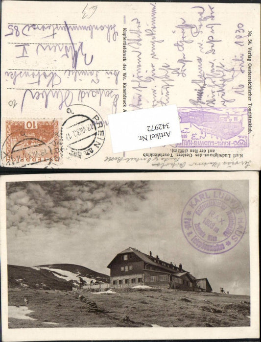 342972,Karl Ludwig-Haus Berghütte auf d. Rax b. Prein Reichenau