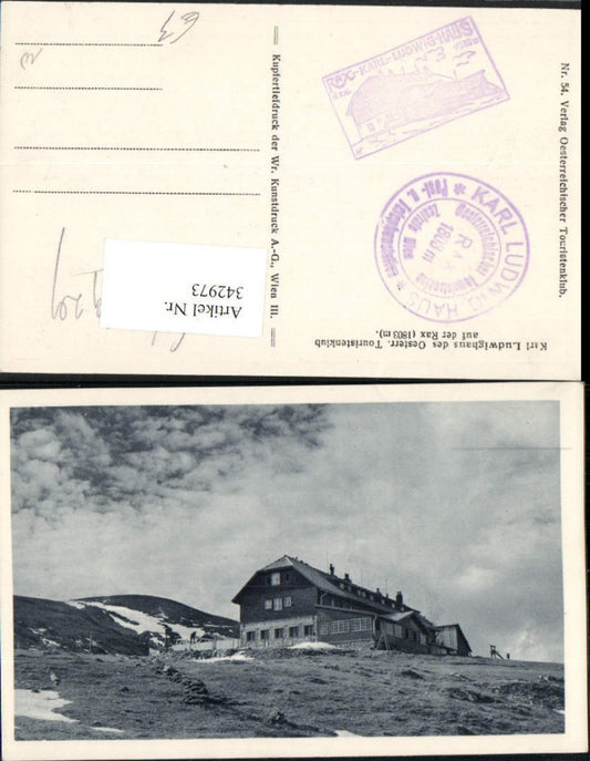 342973,Karl Ludwig-Haus Berghütte auf d. Rax b. Prein Reichenau