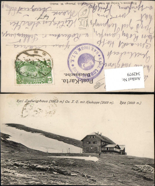 342979,Rax Karl Ludwig-Haus Berghütte m. Heukuppe b. Prein Reichenau
