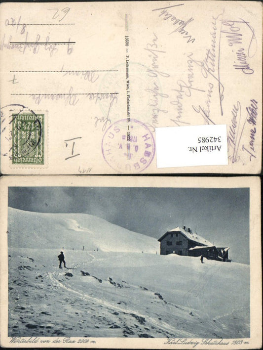 342985,Rax Karl Ludwig-Haus Berghütte b. Prein Reichenau Bergkulisse Winterbild