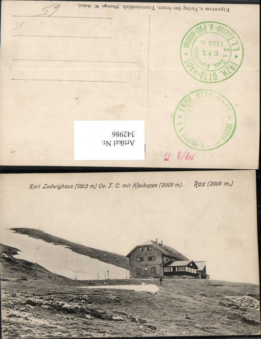 342986,Rax Karl Ludwig-Haus Berghütte m. Heukuppe b. Prein Reichenau