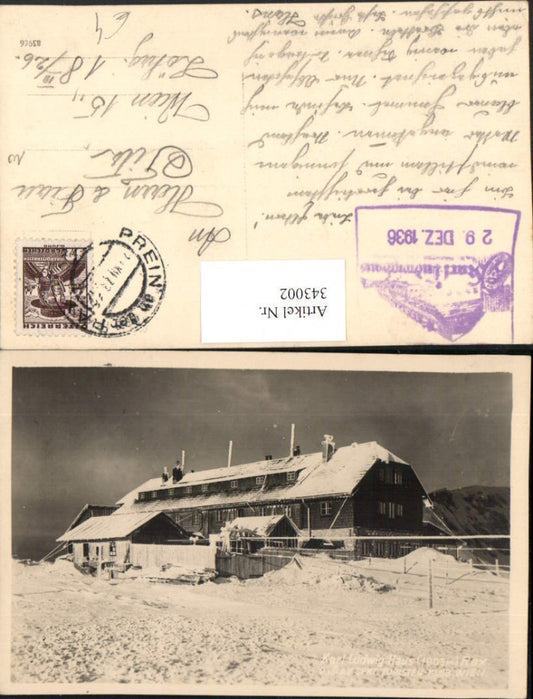 343002,Rax Karl Ludwig-Haus Berghütte b. Prein Reichenau Winterbild