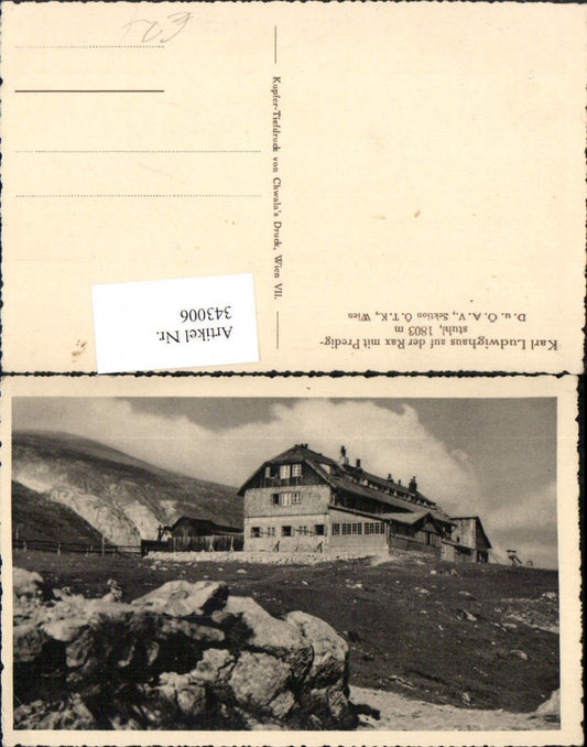 343006,Karl Ludwig-Haus Berghütte auf d. Rax m. Predigstuhl b. Prein Reichenau