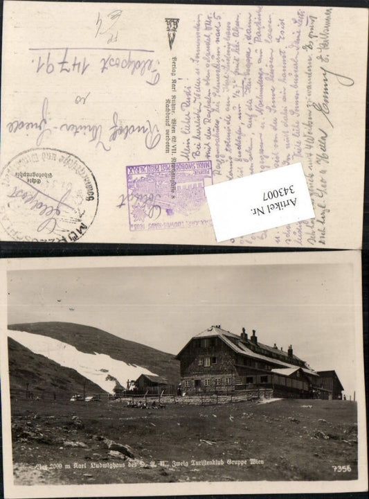 343007,Rax Karl Ludwig-Haus Berghütte b. Prein Reichenau Feldpost Nr. 14791
