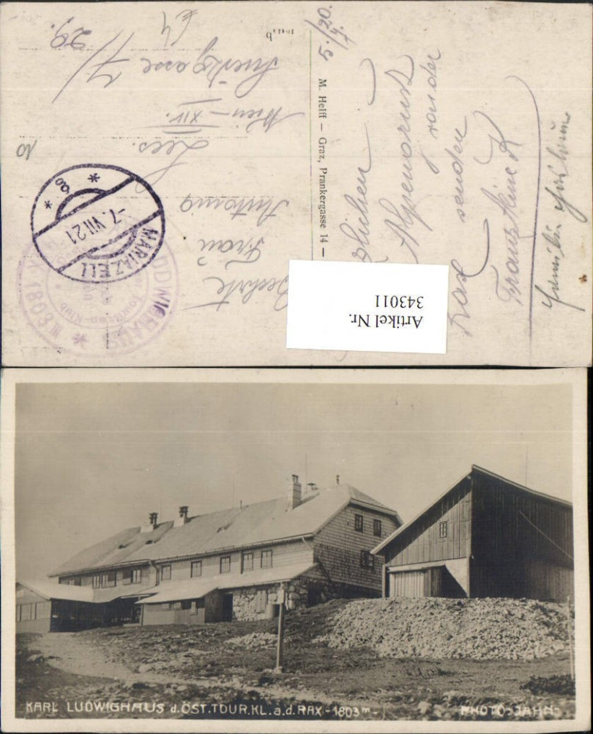 343011,Karl Ludwig-Haus Berghütte auf d. Rax b. Prein Reichenau