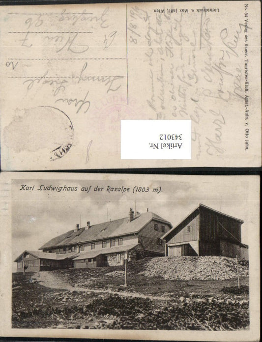 343012,Karl Ludwig-Haus Berghütte auf d. Raxalpe b. Prein Reichenau