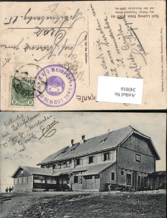 343016,Karl Ludwig-Haus Berghütte auf d. Raxalpe b. Prein Reichenau