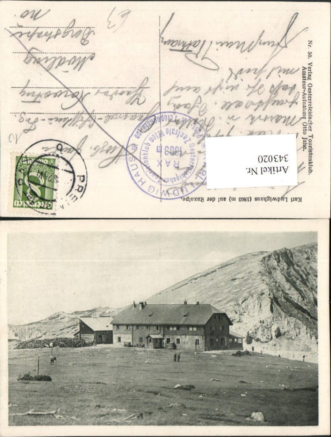 343020,Karl Ludwig-Haus Berghütte auf d. Raxalpe b. Prein Reichenau