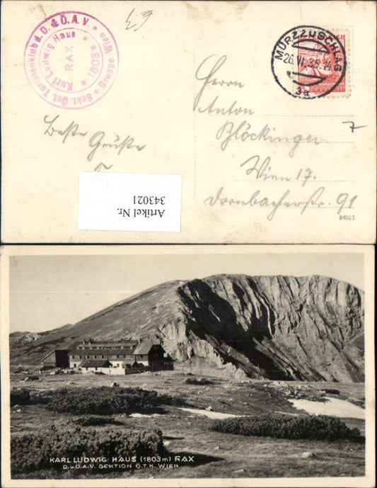343021,Rax Karl Ludwig-Haus Berghütte b. Prein Reichenau Bergkulisse