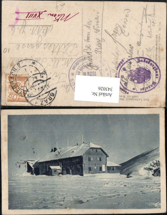 343026,Rax Karl Ludwig-Haus Berghütte b. Prein Reichenau Winterbild