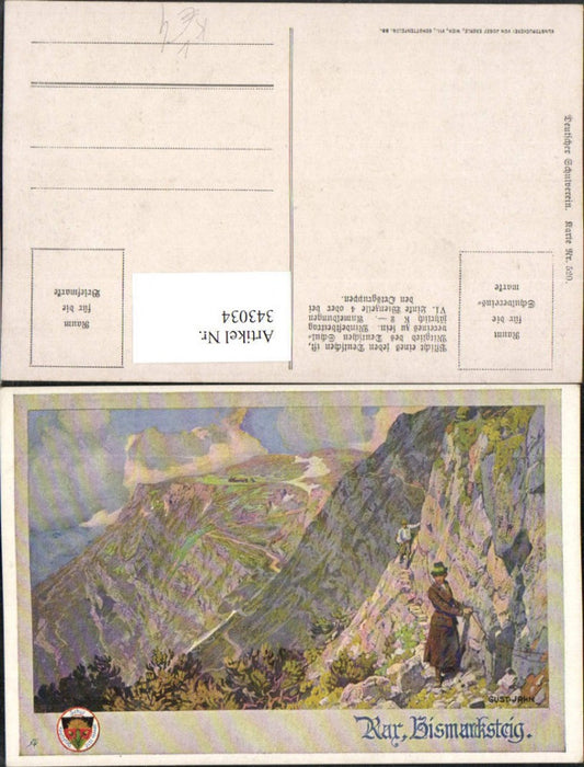 343034,Künstler AK Gustav Jahn Rax Bismarcksteig b. Reichenau pub Deutscher Schulverein 520