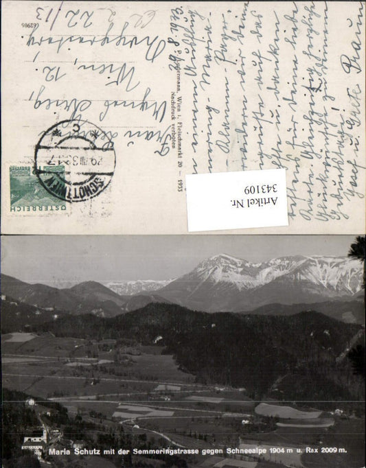 343109,Maria Schutz m. Semmeringstraße geg. Schneealpe Bergkulisse