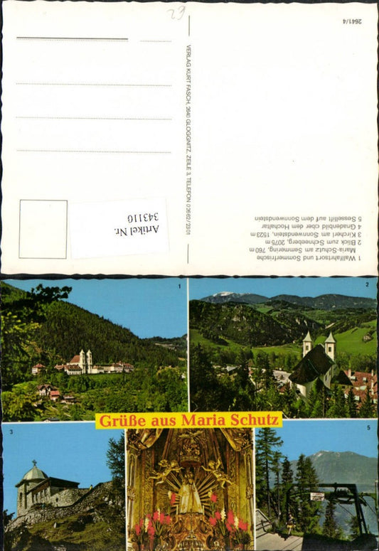 343110,Gruß aus Maria Schutz Kirche Gnadenbild Sessellift Mehrbildkarte