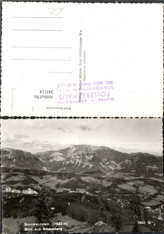 343114,Sonnwendstein b. Semmering Blick zum Schneeberg Bergkulisse