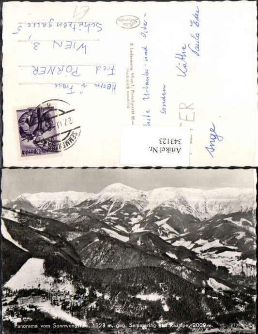 343123,Panorama vom Sonnwendstein geg. Semmering u. Raxalpe Bergkulisse Winterbild