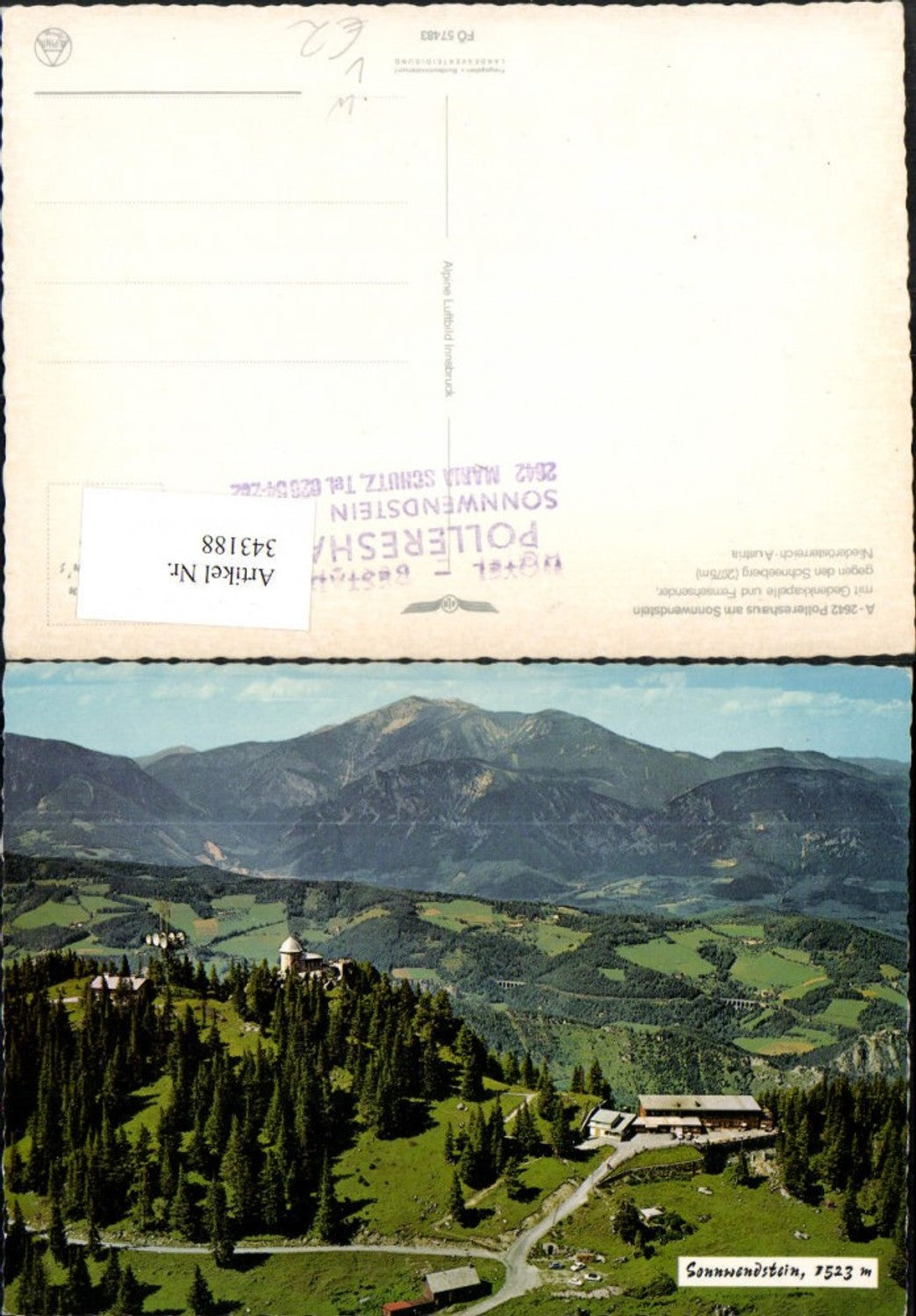 343188,Pollereshaus am Sonnwendstein b. Semmering Bergkulisse pub Alpine Luftbild 57483