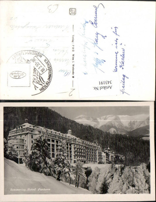 343191,Semmering Hotel Panhans Bergkulisse Winterbild