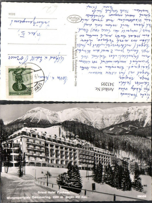 343205,Semmering Grand Hotel Panhans geg. Rax Bergkulisse Winterbild