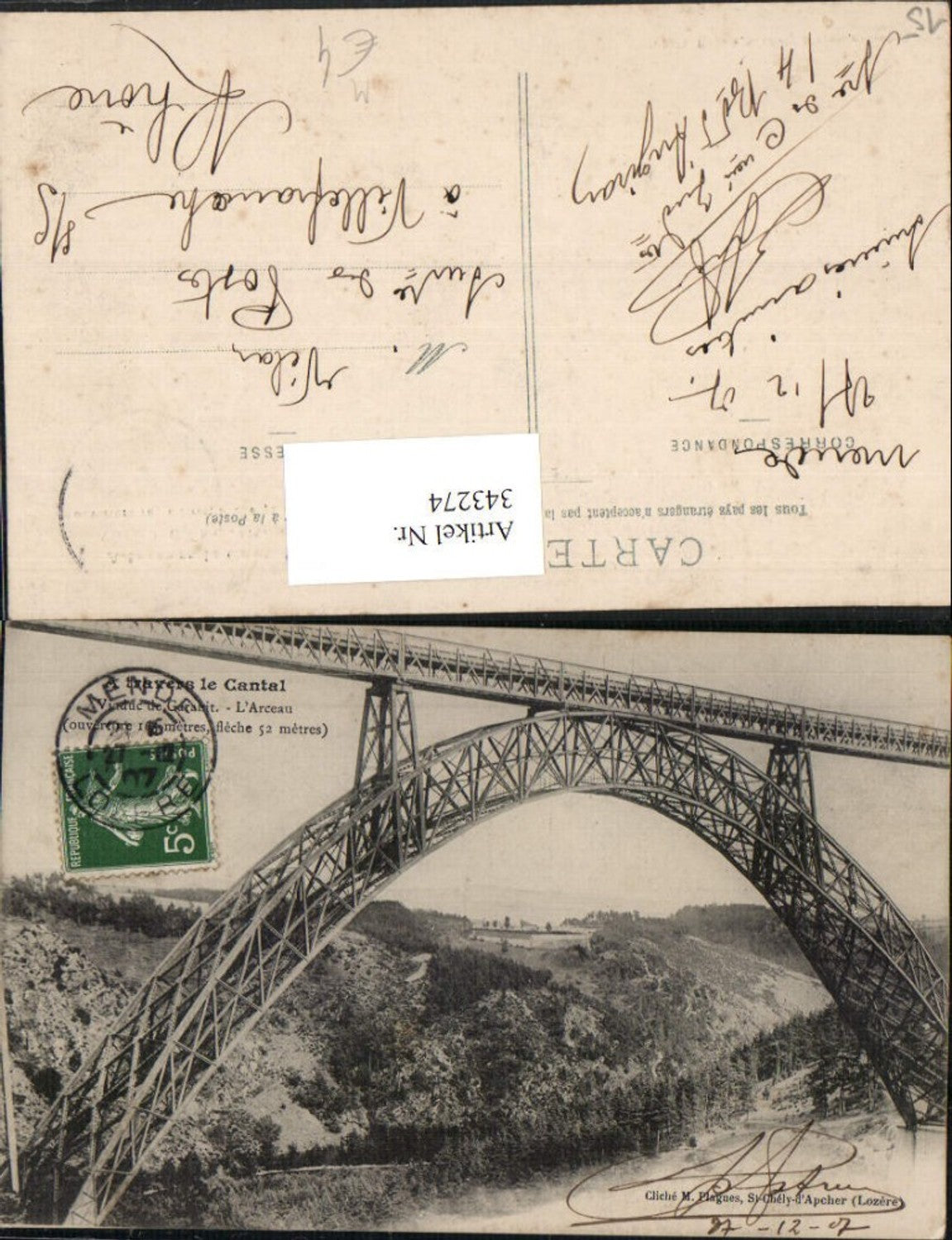 343274,Auvergne Cantal Viaduc de Garabit L'Arceau Viadukt Brücke