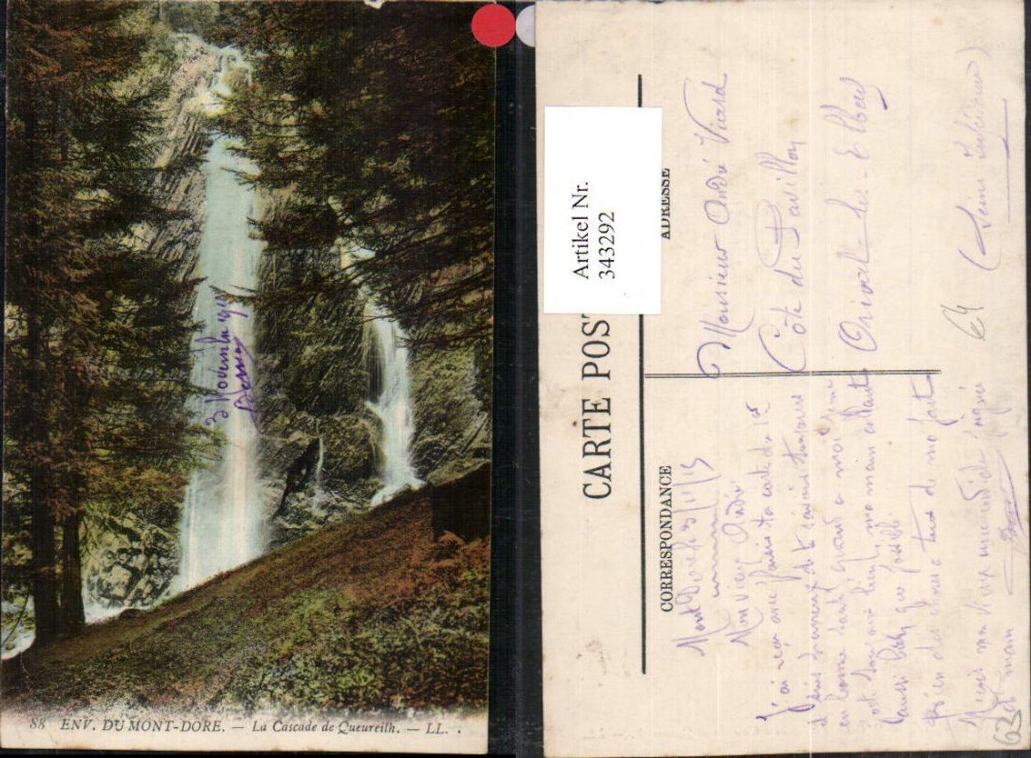 343292,Auvergne Puy-de-Dome Mont-Dore La Cascade de Queureilh Wasserfall