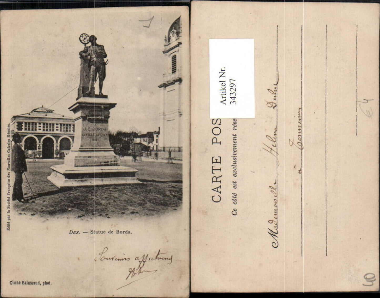 343297,Aquitanien Landes Dax Statue de Borda Denkmal