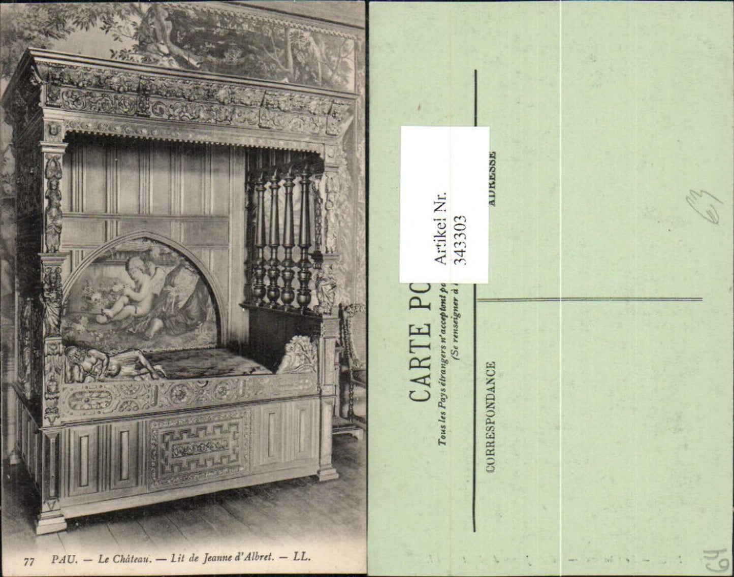 343303,Aquitanien Pyrenees-Atlantiques Pau Le Chateau Schloss Lit de Jeanne d'Albert
