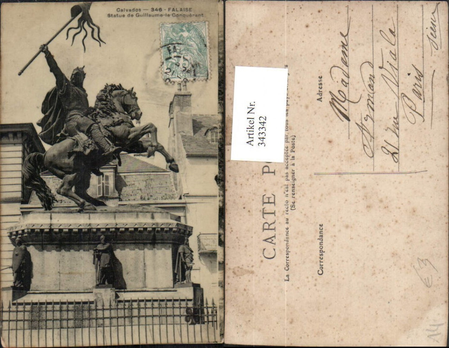 343342,Basse-Normandie Calvados Falaise Statue de Guillaume-le-Conquerant Denkmal