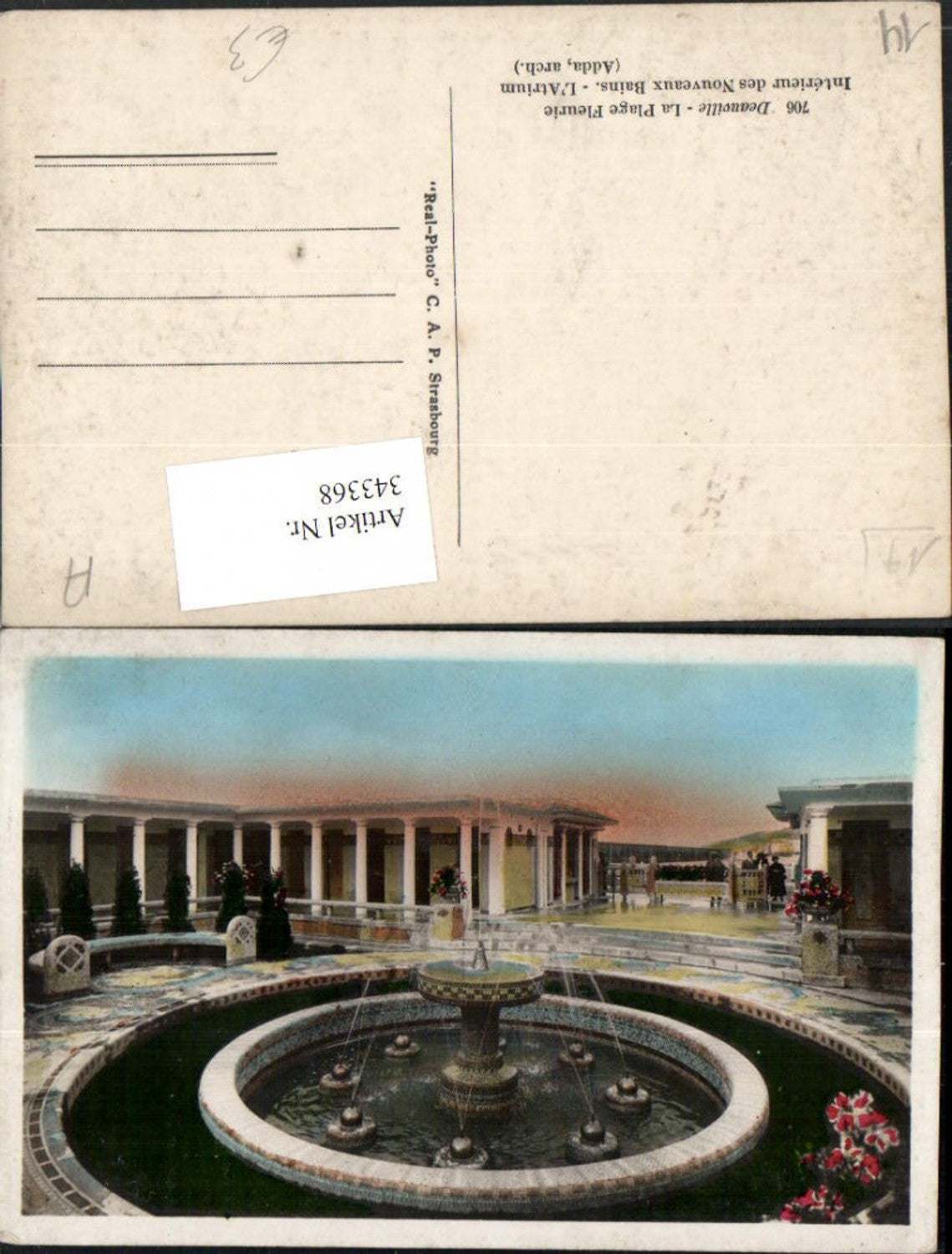 343368,Lower Normandy Calvados Deauville Plage Fleurie Interior of the Nouveaux Bains fountain
