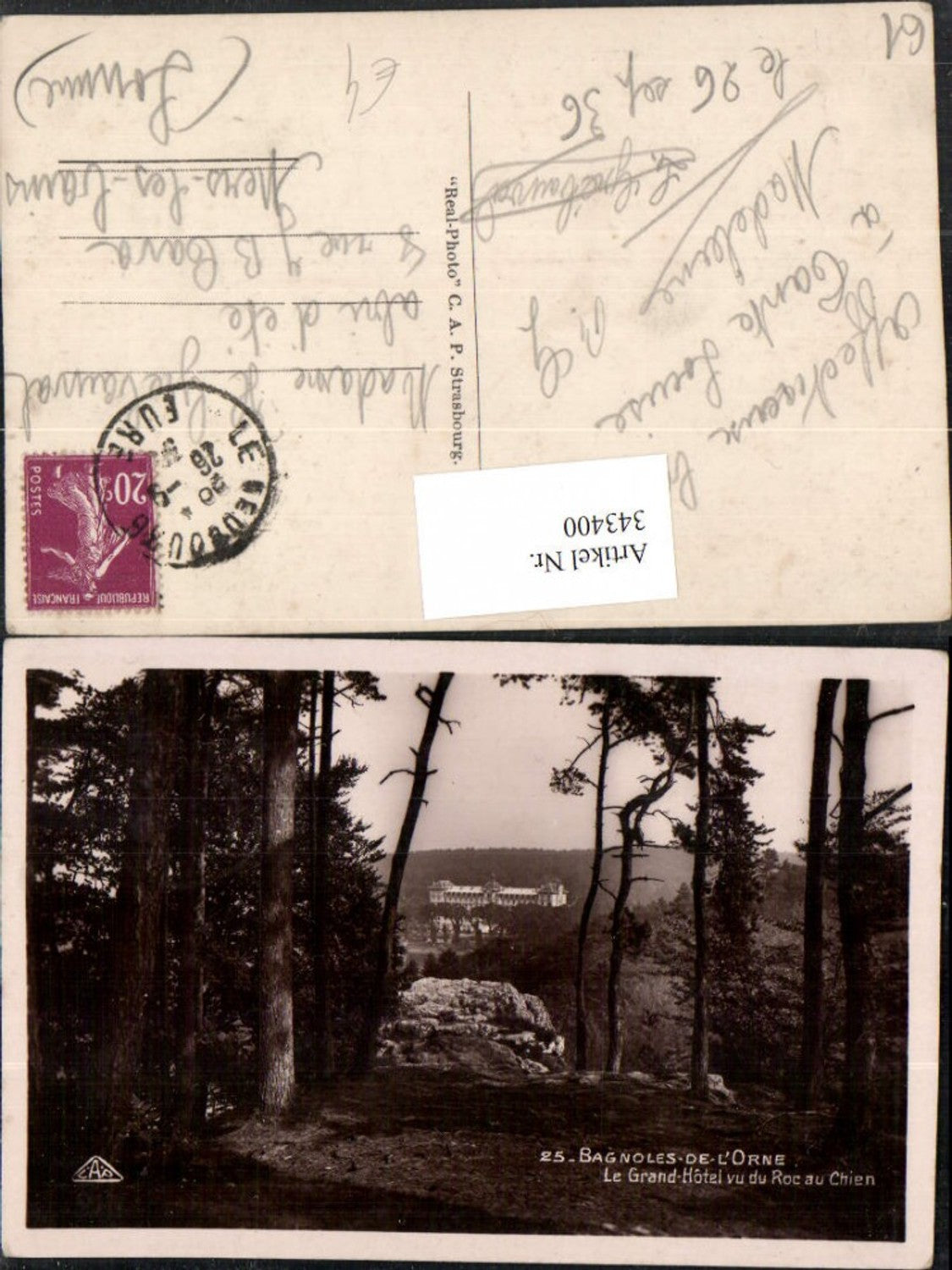 343400,Basse-Normandie Orne Bagnoles-de-l'Orne Le Grand Hotel vu du Roc au Chien