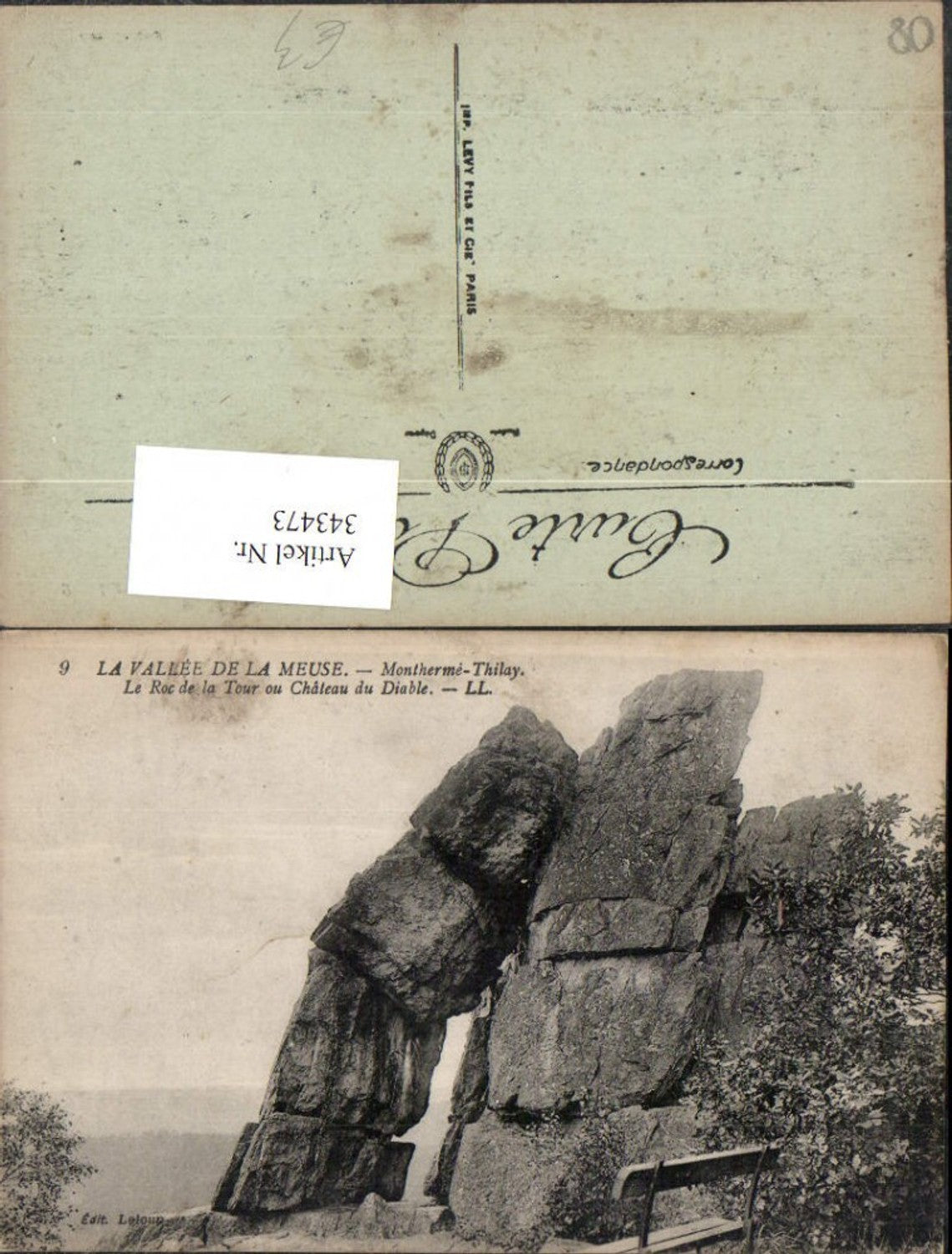 343473,Champagne-Ardenne Ardennes Montherme-Thilay Le Roc de la tour ou Chateau du Diable Felsen