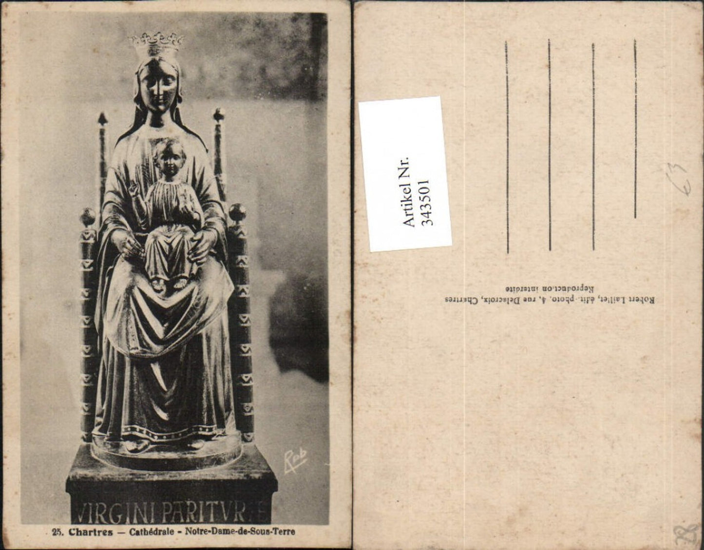 343501,Centre Eure-et-Loir Chartres Cathedrale Notre-Dame-de-Sous-Terre Marienstatue