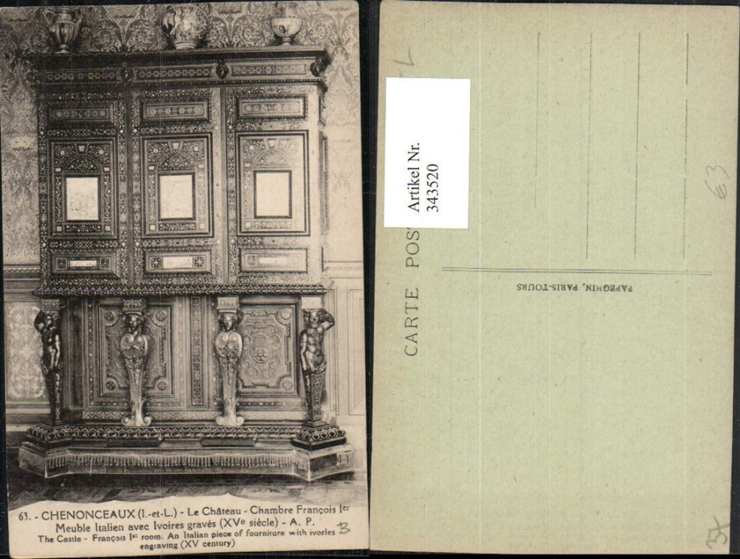 343520,Centre Indre-et-Loire Chenonceaux Le Chateau Chambre Francois I Schloss Innenansicht