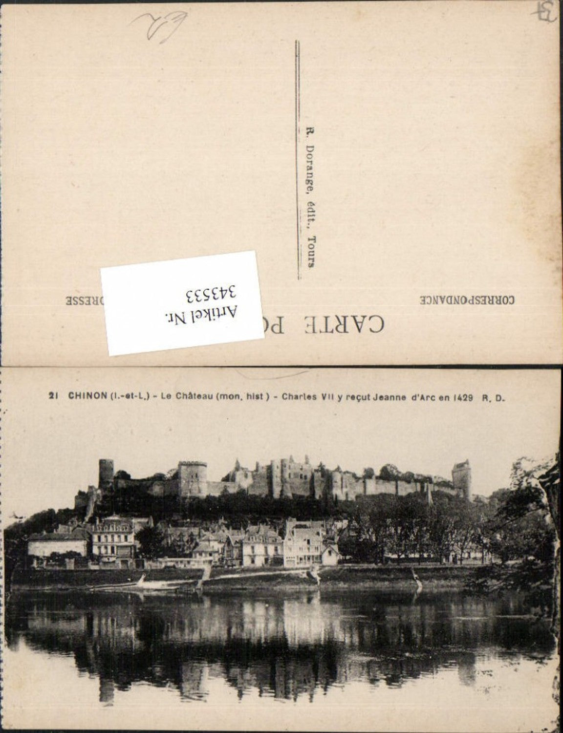 343533,Centre Indre-et-Loire Chinon Le Chateau Teilansicht m. Schloss