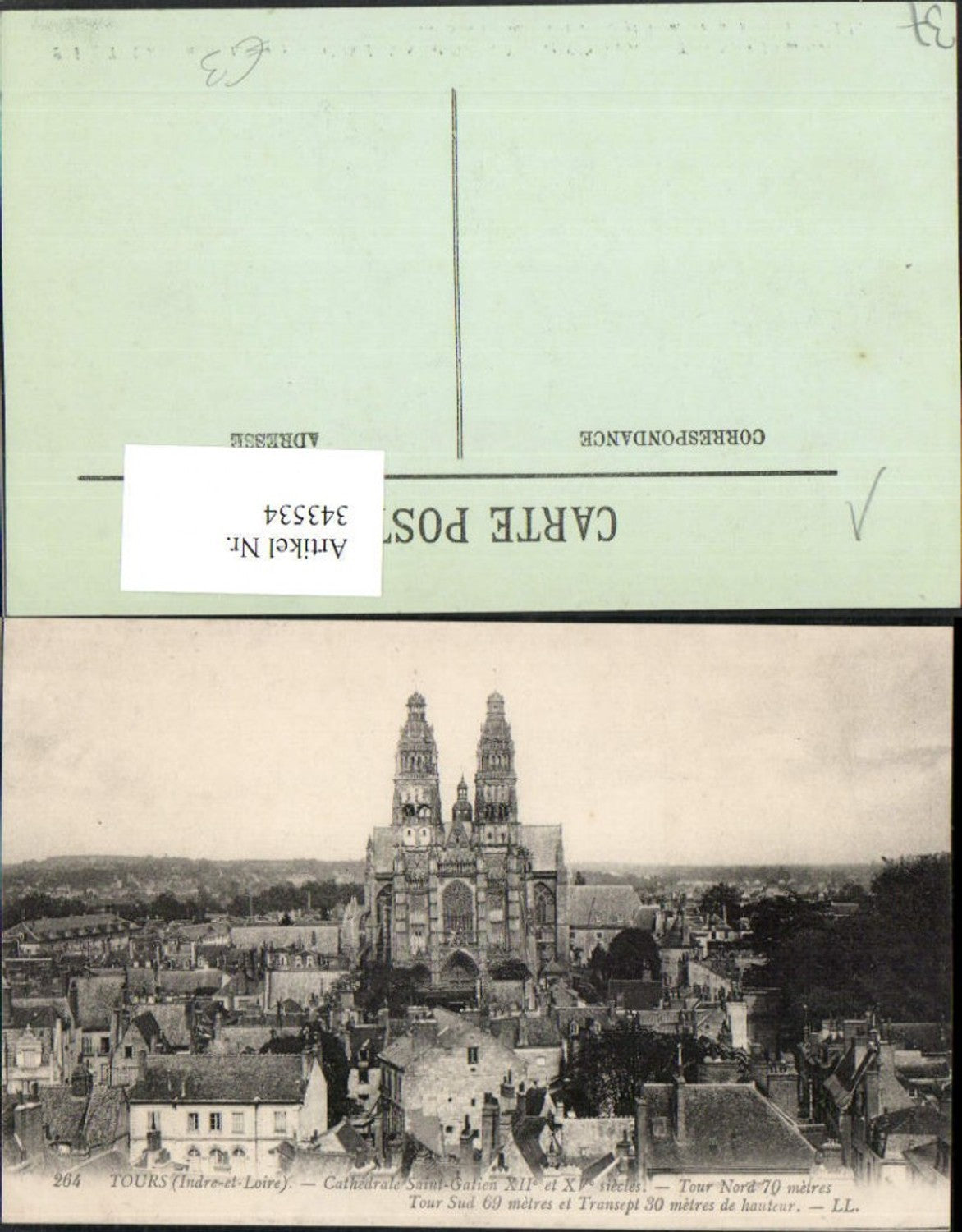343534,Centre Indre-et-Loire Tours Cathedrale Saint-Gatien Teilansicht m. Kirche
