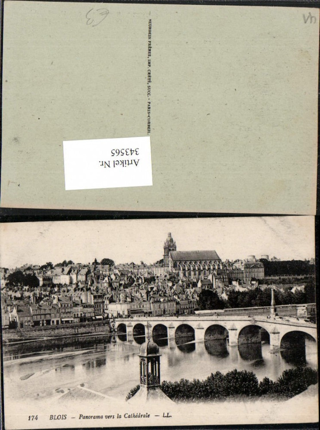 343565,Centre Loire-et-Cher Blois Panorama vers la Cathedrale Totale Brücke