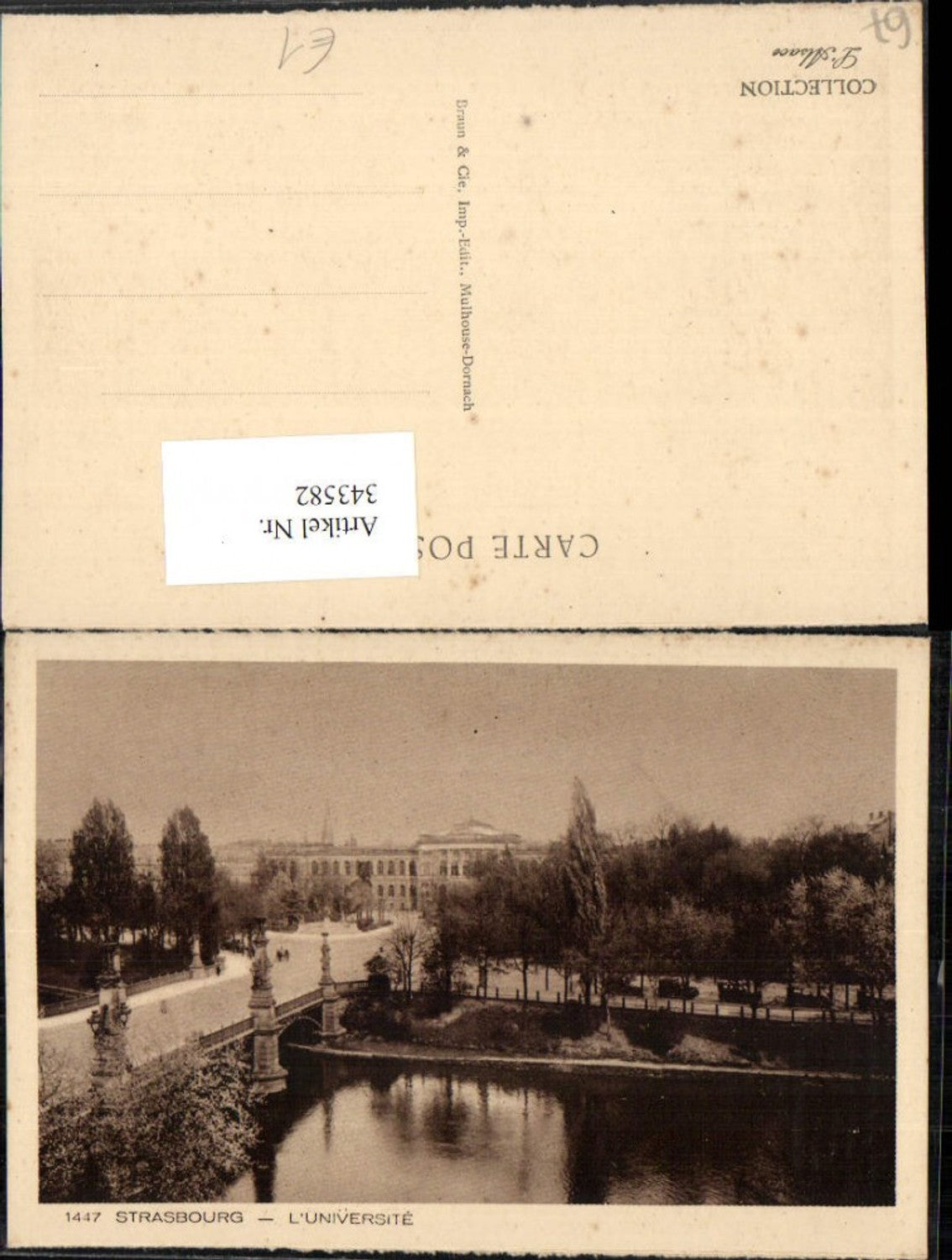 343582,Elsass Bas-Rhin Strasbourg Straßburg L'Universite Universität Brücke