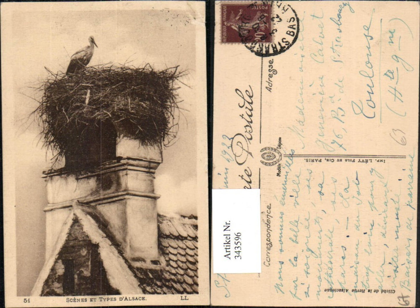 343596,Elsass Bas-Rhin Strasbourg Straßburg Rauchfang Schornstein Storch Nest