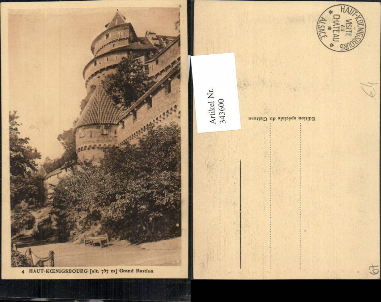 343600, Alsace Bas-Rhin Haut-Koenigsbourg Grand Bastion Castle near Orschwiller