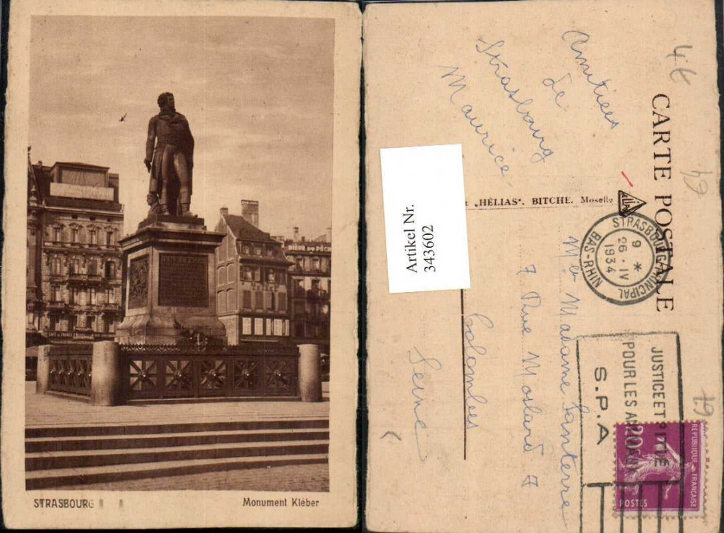 343602, Alsace Bas-Rhin Strasbourg Strasbourg Monument Kleber