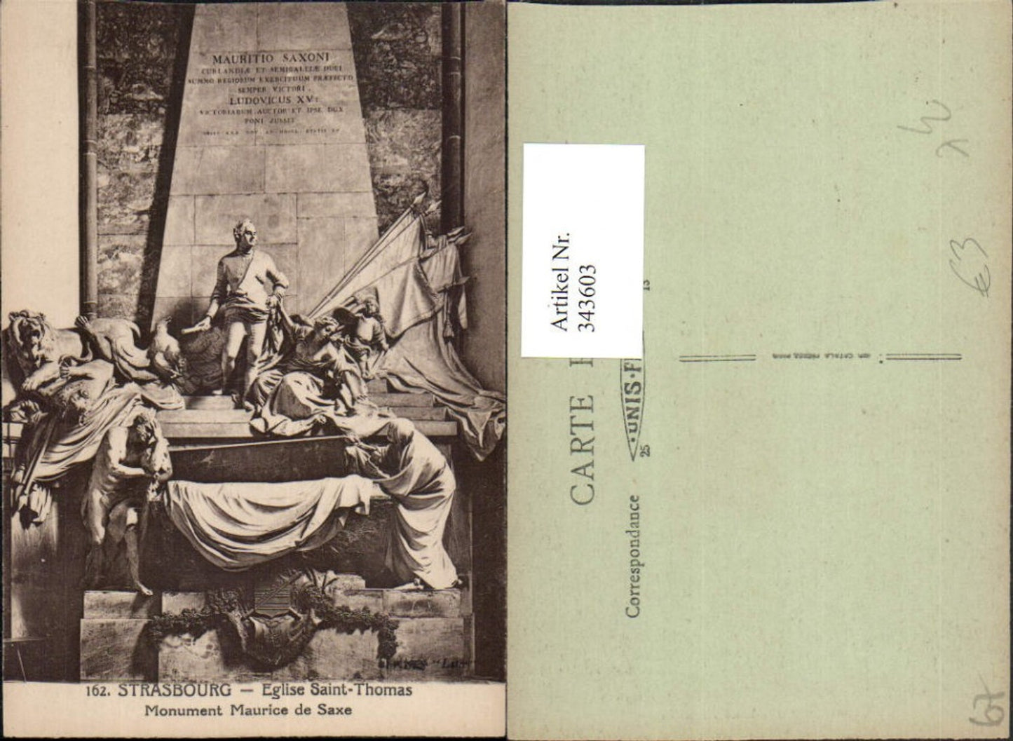 343603,Elsass Bas-Rhin Strasbourg Straßburg Eglise Saint-Thomas Monument Maurice de Saxe