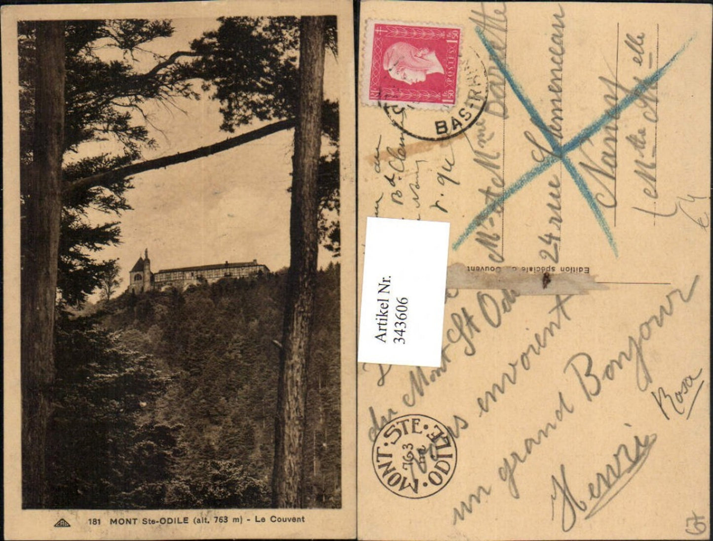 343606,Elsass Bas-Rhin Mont Ste-Odile Odilienberg Le Couvent Kloster